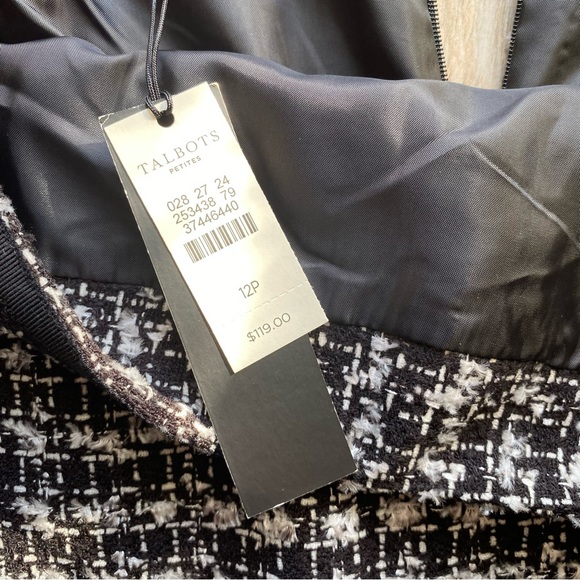 NWT Talbots Black and White Classic Tweed Pencil Skirt Size 12P - Picture 8 of 9